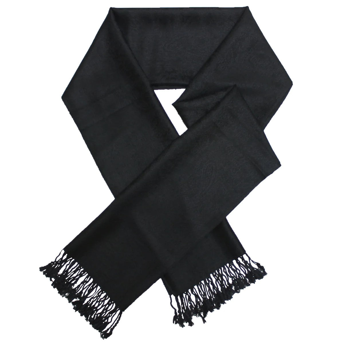 Women's Soft Silky 2 Tones Paisley Jacquard Pashmina Shawl Wrap Scarf