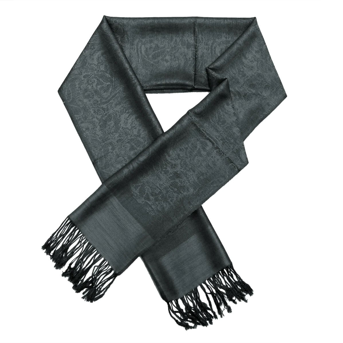 Women's Soft Silky 2 Tones Paisley Jacquard Pashmina Shawl Wrap Scarf