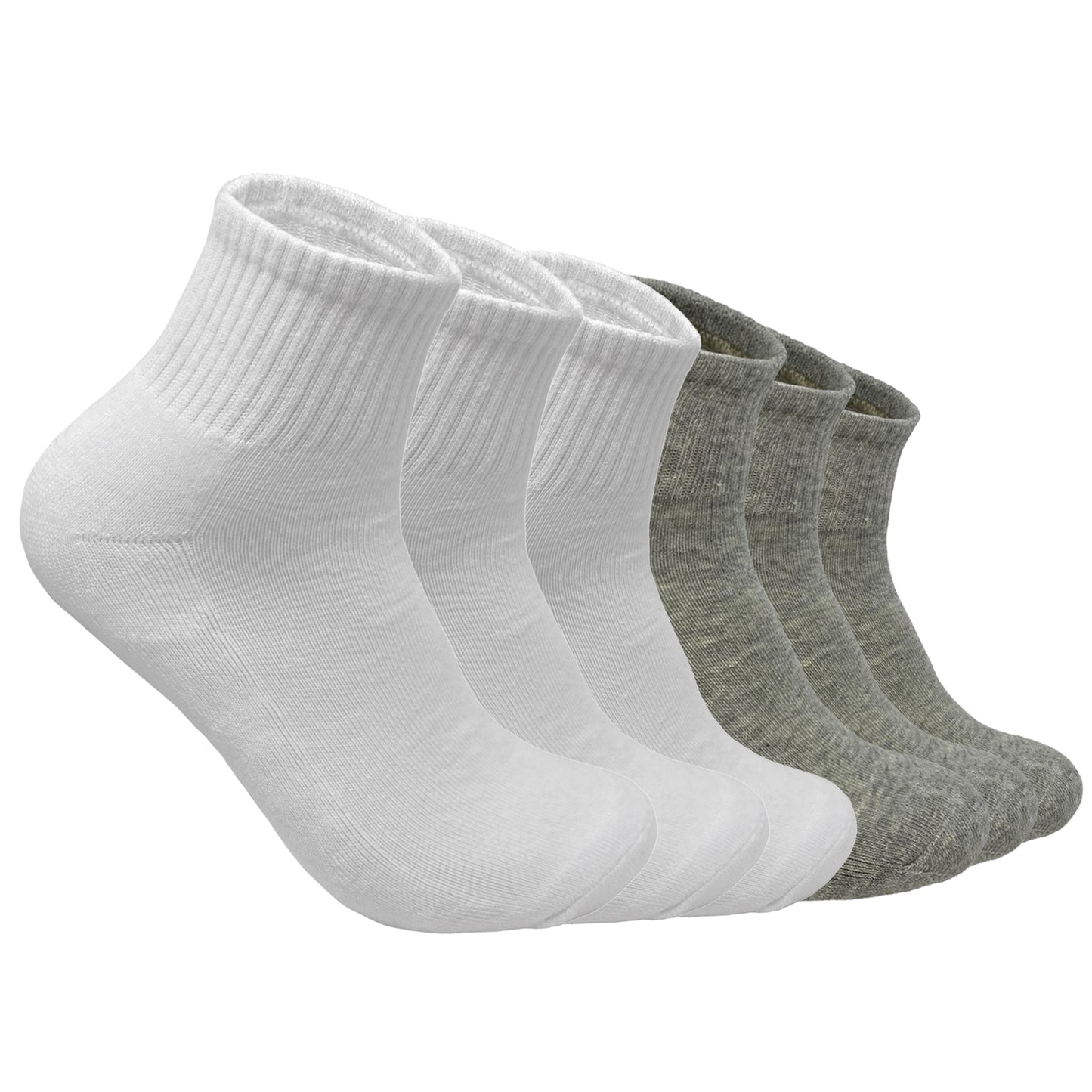 Men's 6 Pairs Cotton Solid Athletic Ankle Quarter Socks with Cushioning Size 9-13