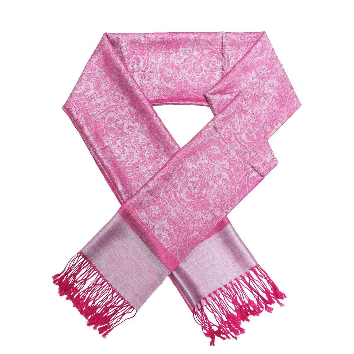 Women's Soft Silky 2 Tones Paisley Jacquard Pashmina Shawl Wrap Scarf