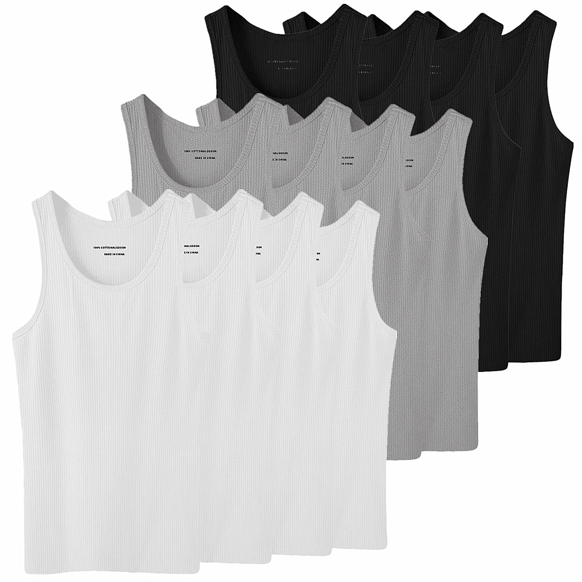 3-12 Packs Men's 100% Cotton A-Shirt Tank Top Ribbed Solid Wife Beater Undershirts