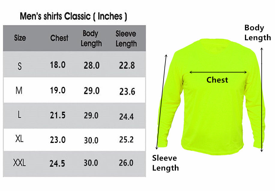 Men's High Visibility Safety Work Hi-Vis T Shirts Long Sleeve Green Orange 2 Pieces