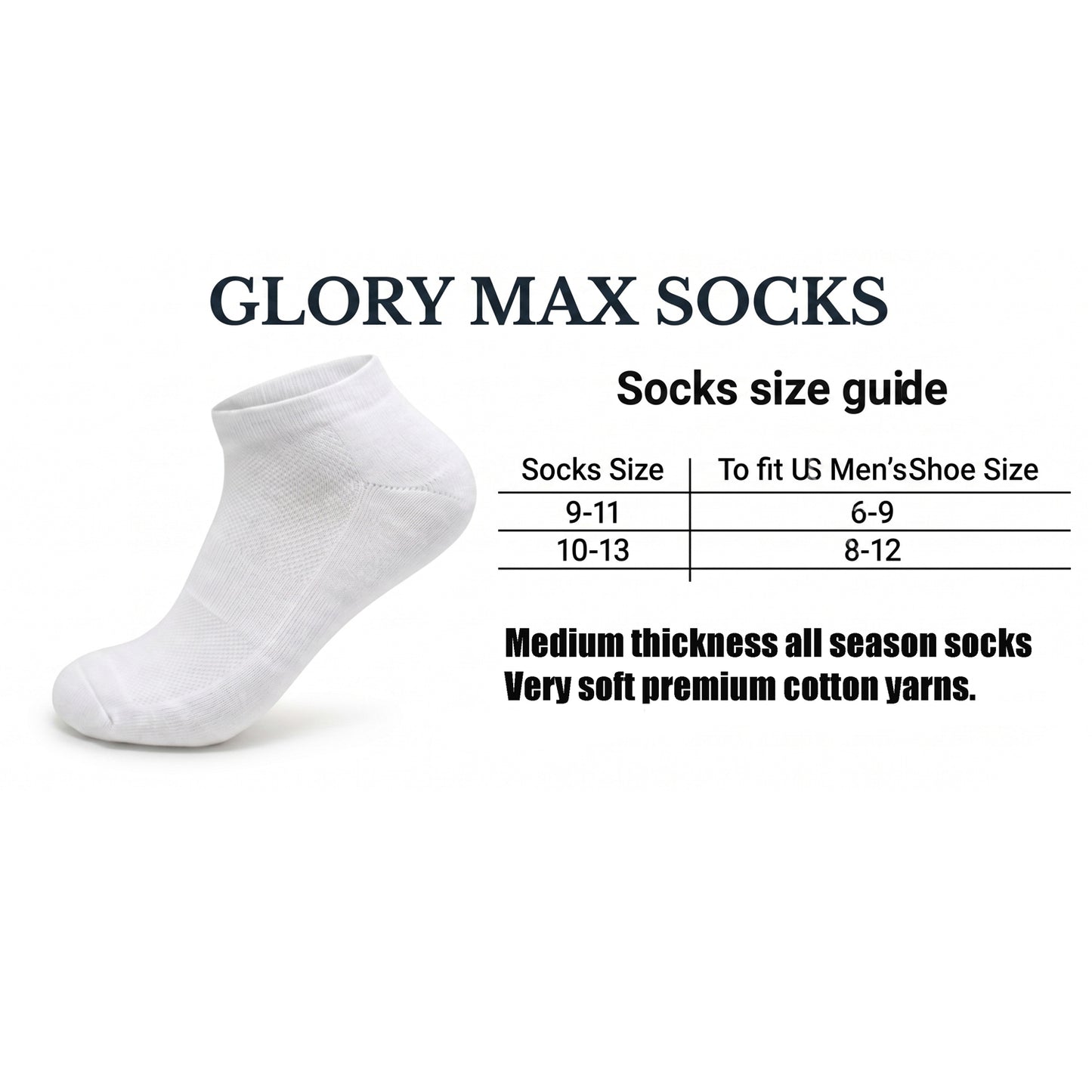 Men's 6-12 Pairs Cotton Ankle Athletic Running Socks Low Cut Breathable Cushioned