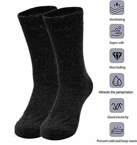 Men's Winter Thermal Heated Boots Warm Wool Cotton Crew Socks Size 10-13