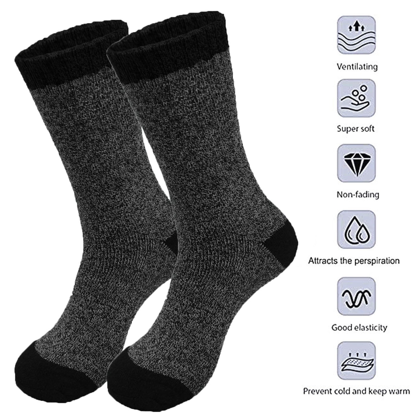 Men's Winter Thermal Heated Boots Warm Work Cotton Crew Socks Size 10-13