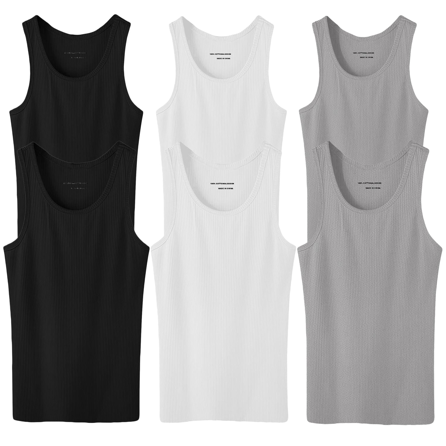 3-12 Packs Men's 100% Cotton A-Shirt Tank Top Ribbed Solid Wife Beater