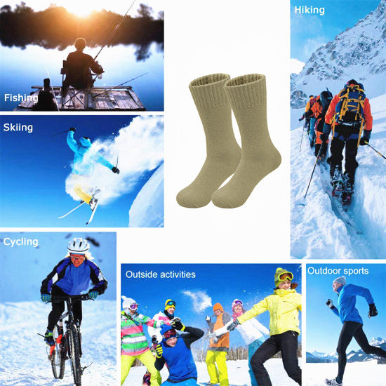 Men's Winter Thermal Merino Wool Heated Warm Thick Crew Socks Size 10-13