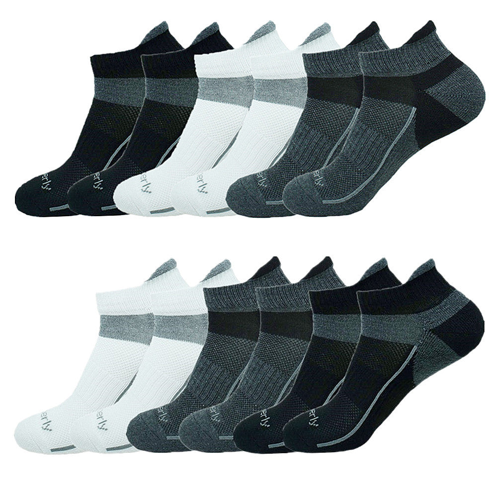 Men's Athletic Premium Cotton Cushioned Ankle Tab Plain Socks Size