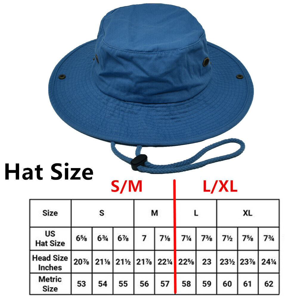 Unisex Boonie Bucket Hat Wide Brim 100% Cotton Sun Safari Fishing Caps