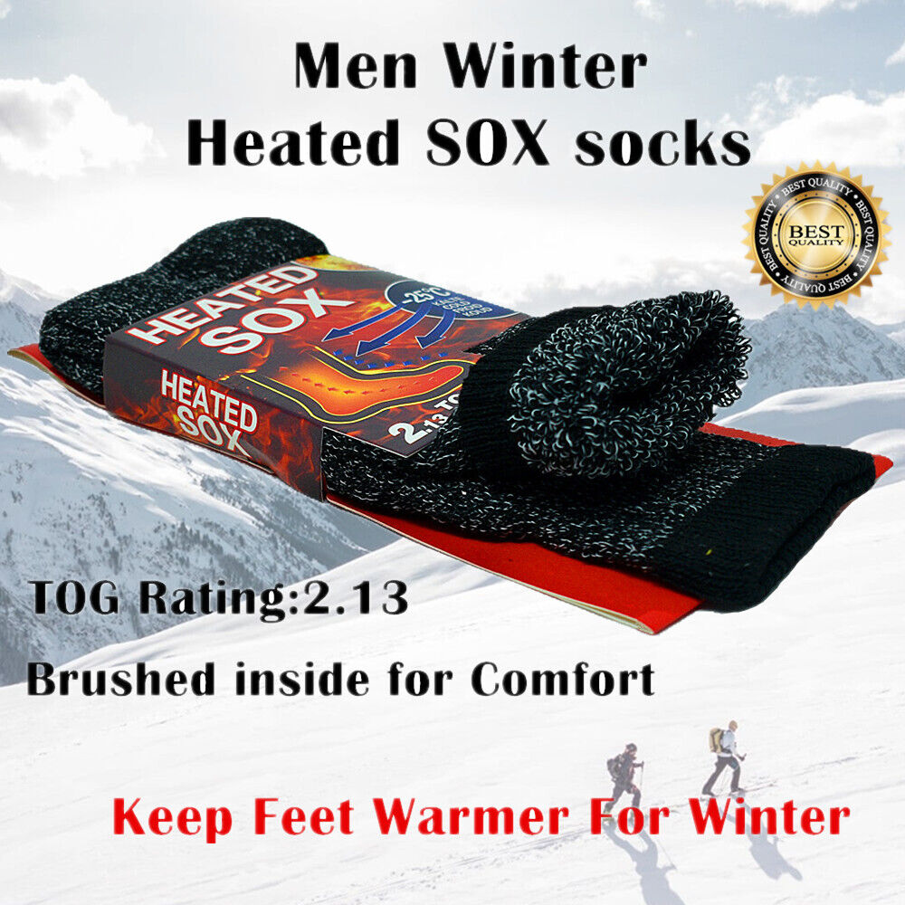 Men's Winter Thermal Heated Boots Warm Heavy Duty Crew Socks Size 10-13