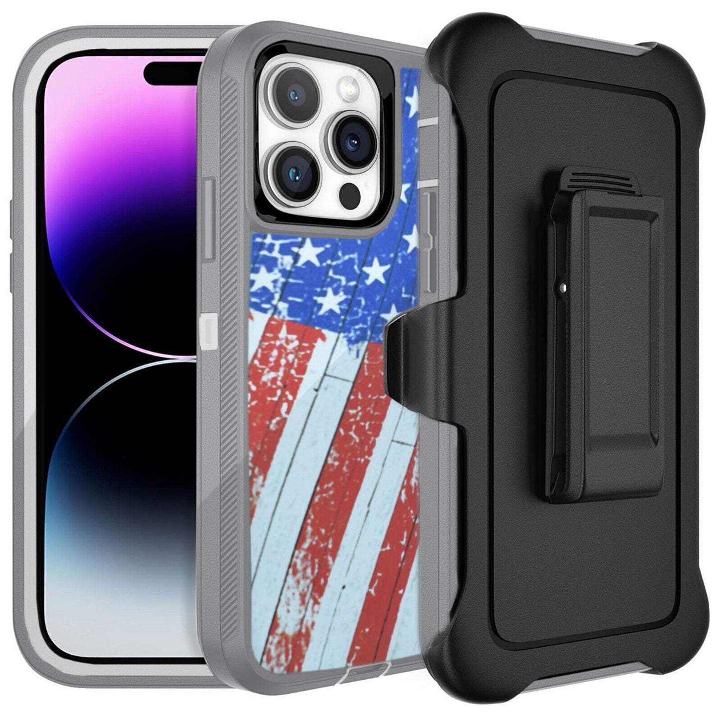 For Apple iPhone 14 14 Pro Max Plus Shockproof Holster Case Heavy Duty Cover with Belt Clip