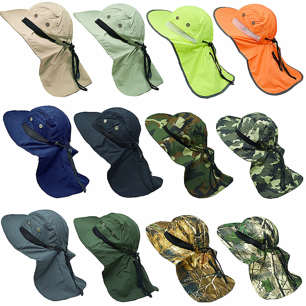 Unisex Boonie Bucket Snap Hat Sun Visor Big Brim Neck Flap 100