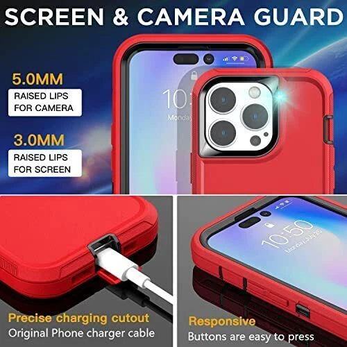 For Apple iPhone 15 Pro Max Plus Heavy Duty Shockproof Holster Case Cover with Belt Clip