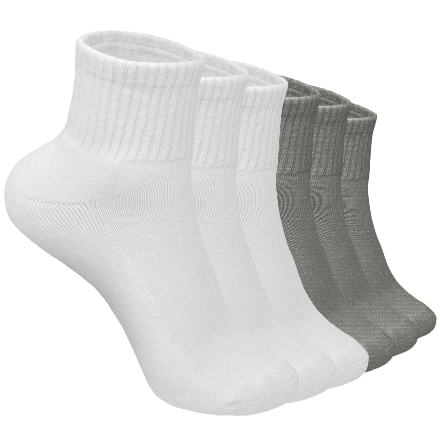 Women's 6 Pairs Cotton Solid Athletic Ankle Quarter Socks with Cushioning Size 9-11