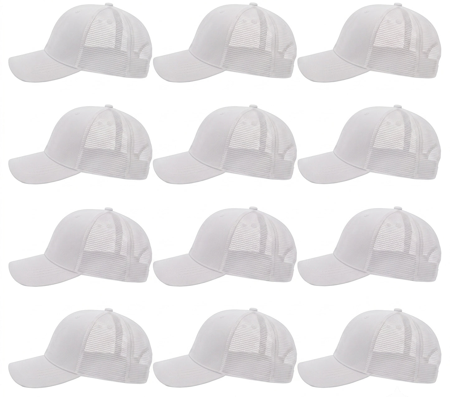 12-Pack Lot Unisex Mesh Back Baseball Cap Sun Visor Breathable Plain Blank Trucker Hats Adjustable Caps