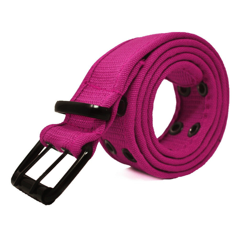 Unisex Double Grommet 2 Hole Belts 100% Cotton Canvas Web Casual Belt