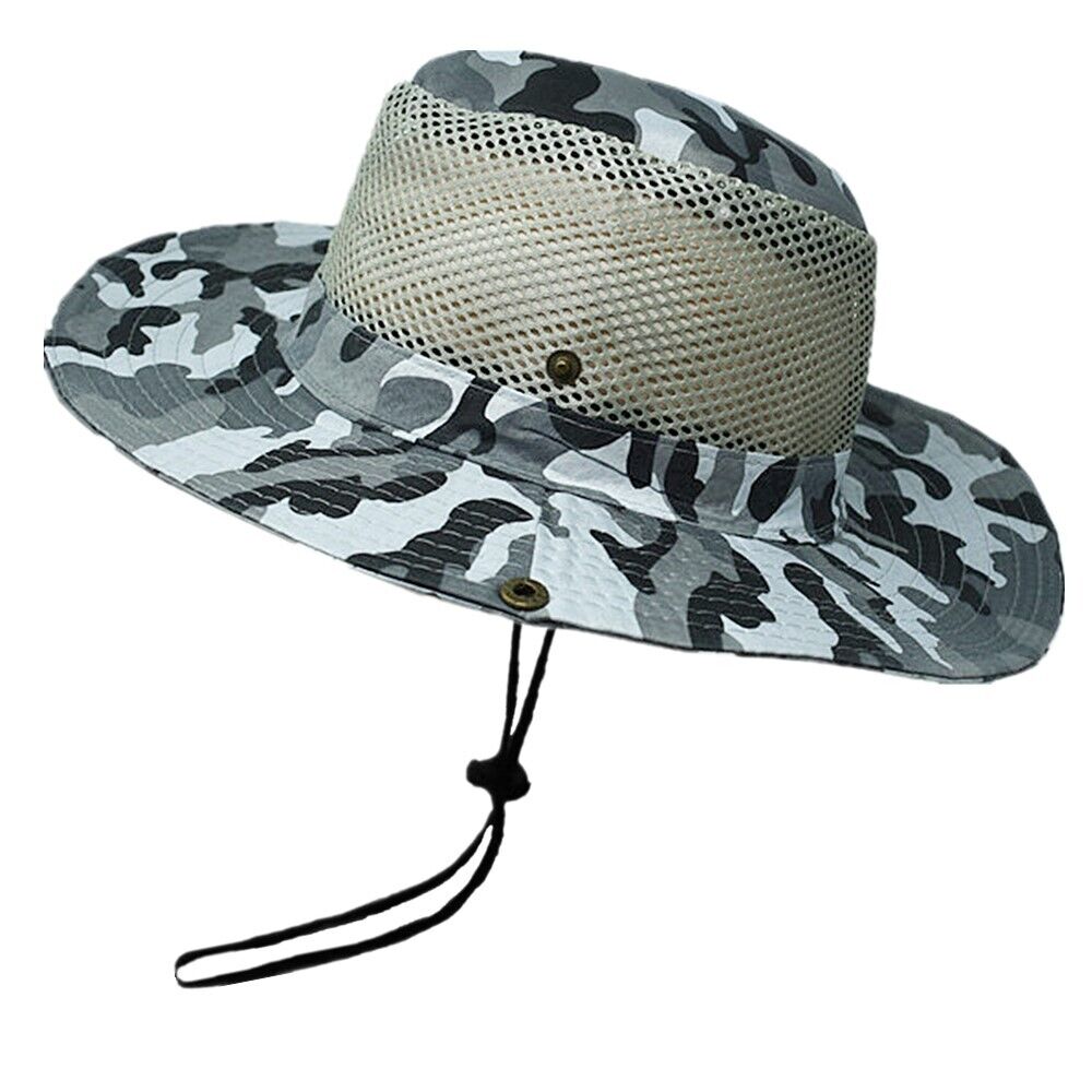 Unisex Bucket Boonie Hat Wide Brim Mesh Top Cool Garden Cap Outdoor Hats