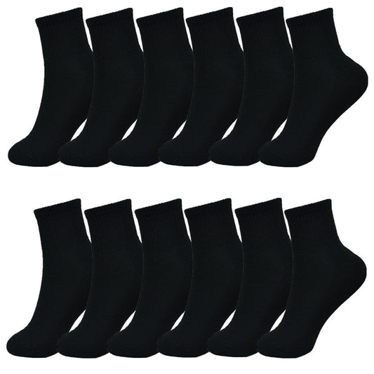 Women's High Quality Cotton Cushioned Black Ankle Crew Socks Size 9-11