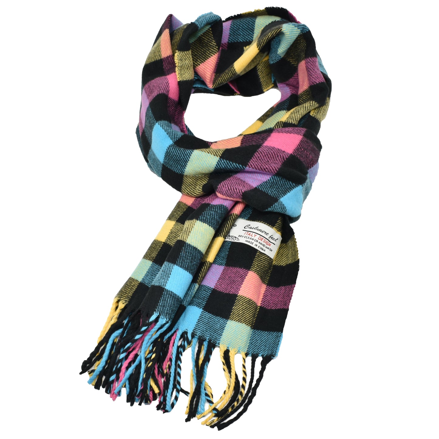 Unisex Winter Striped Checked Plaid Scarves Cashmere Feel Soft Luxurious Scarf