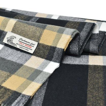 Unisex Winter Striped Checked Plaid Scarves Cashmere Feel Soft Luxurious Scarf