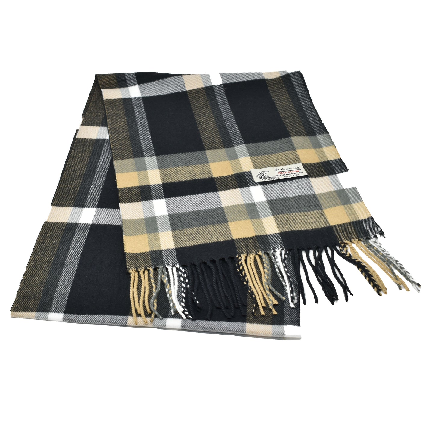 Unisex Winter Striped Checked Plaid Scarves Cashmere Feel Soft Luxurious Scarf