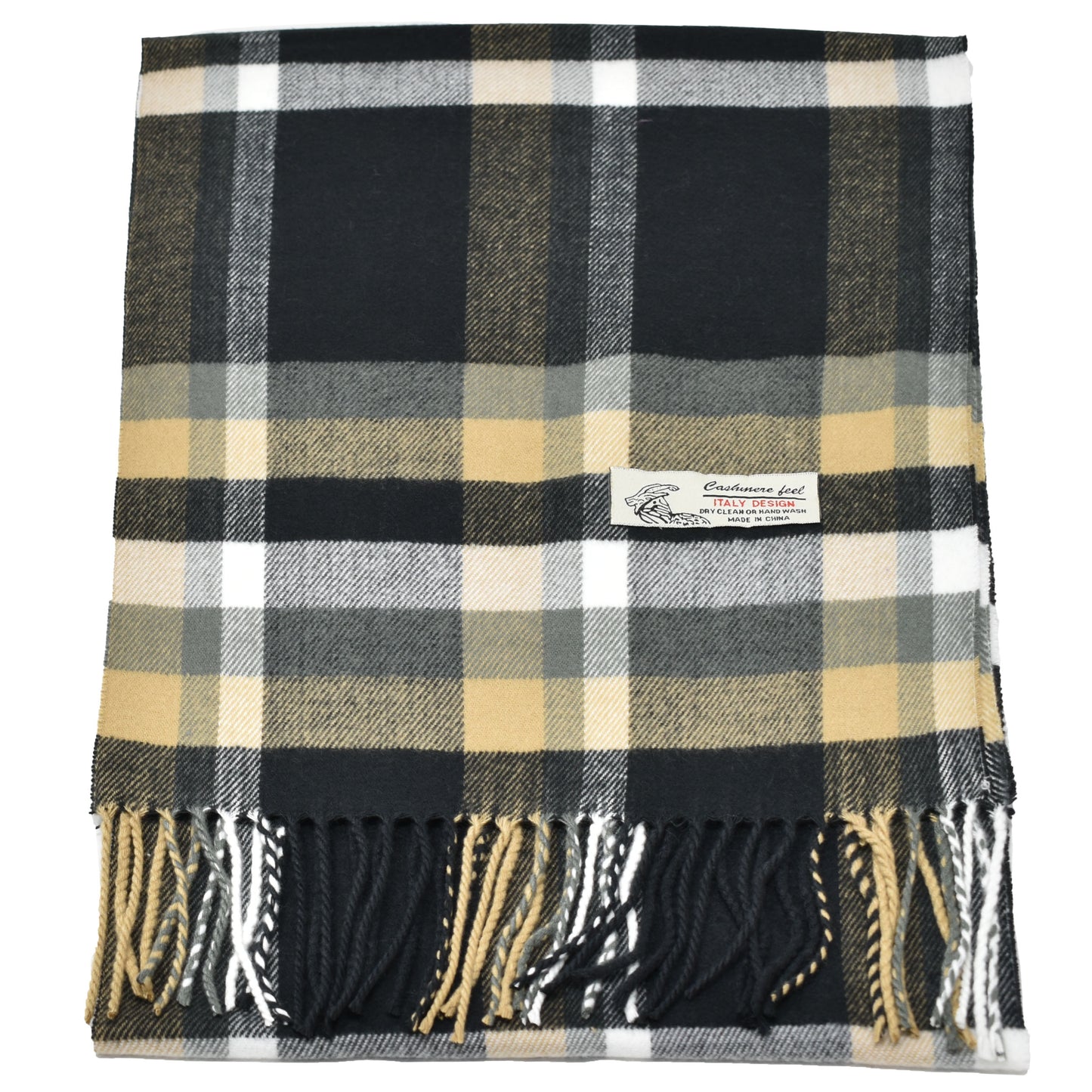 Unisex Winter Striped Checked Plaid Scarves Cashmere Feel Soft Luxurious Scarf