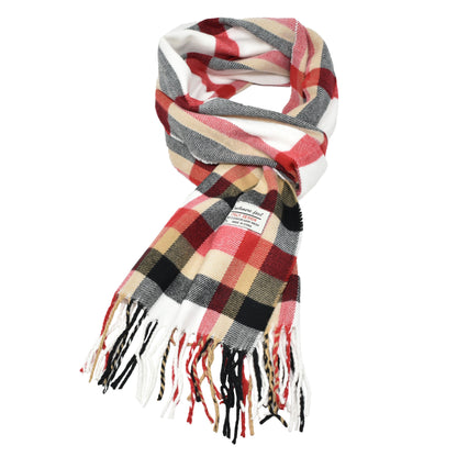 Unisex Winter Striped Checked Plaid Scarves Cashmere Feel Soft Luxurious Scarf
