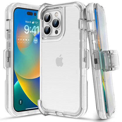 For Apple iPhone 16 16e Pro Max Plus Heavy Duty Shockproof Holster Case Cover with Belt Clip