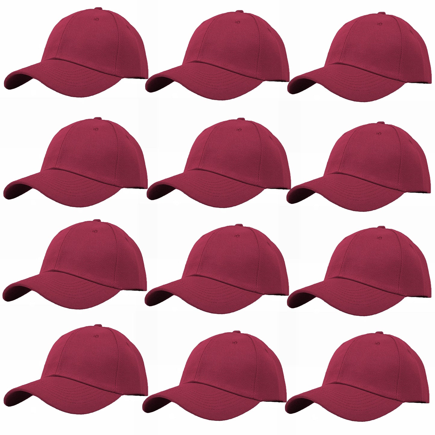 12-Pack Plain Baseball Cap Adjustable Solid Blank Curved Sun Visor Hat