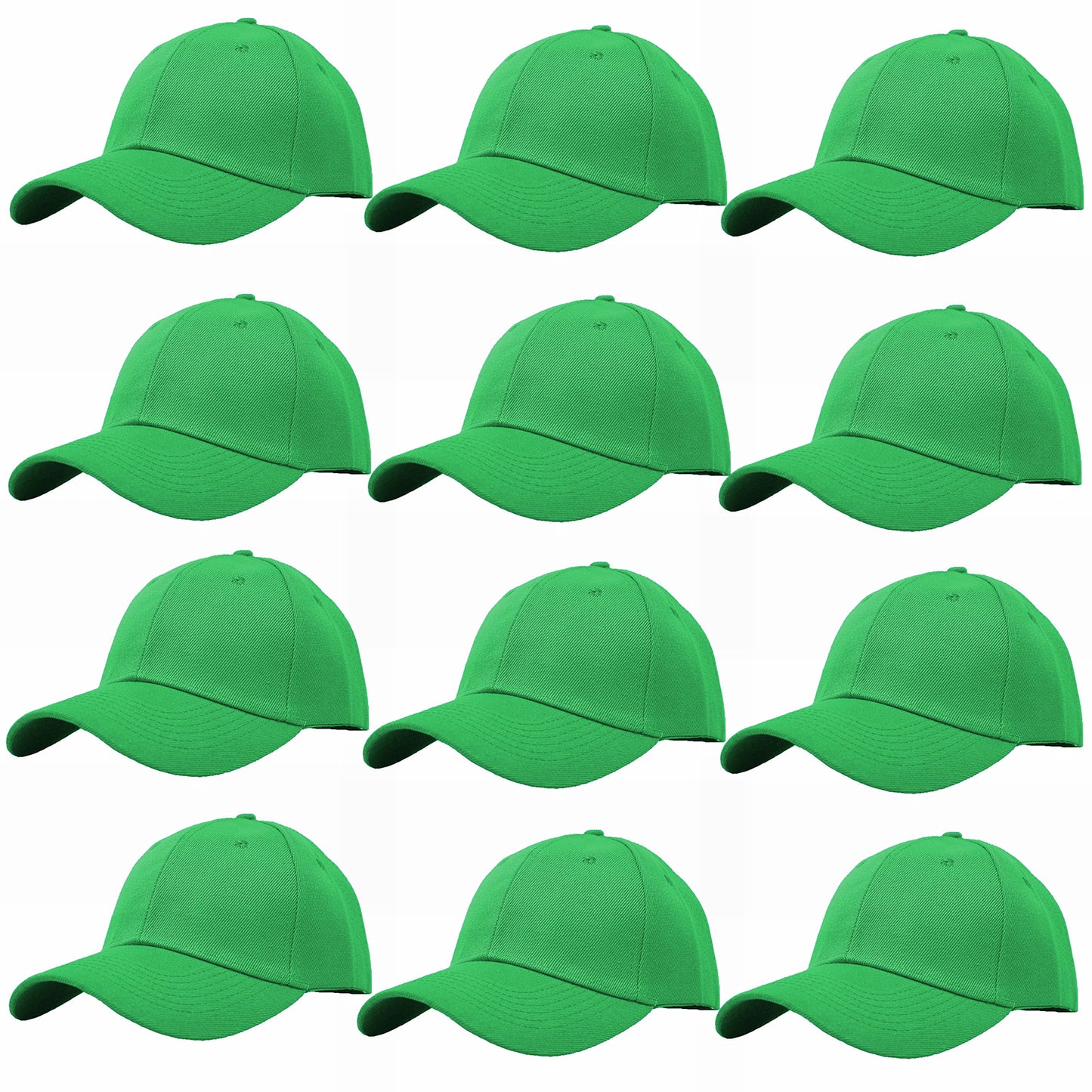 12-Pack Plain Baseball Cap Adjustable Solid Blank Curved Sun Visor Hat