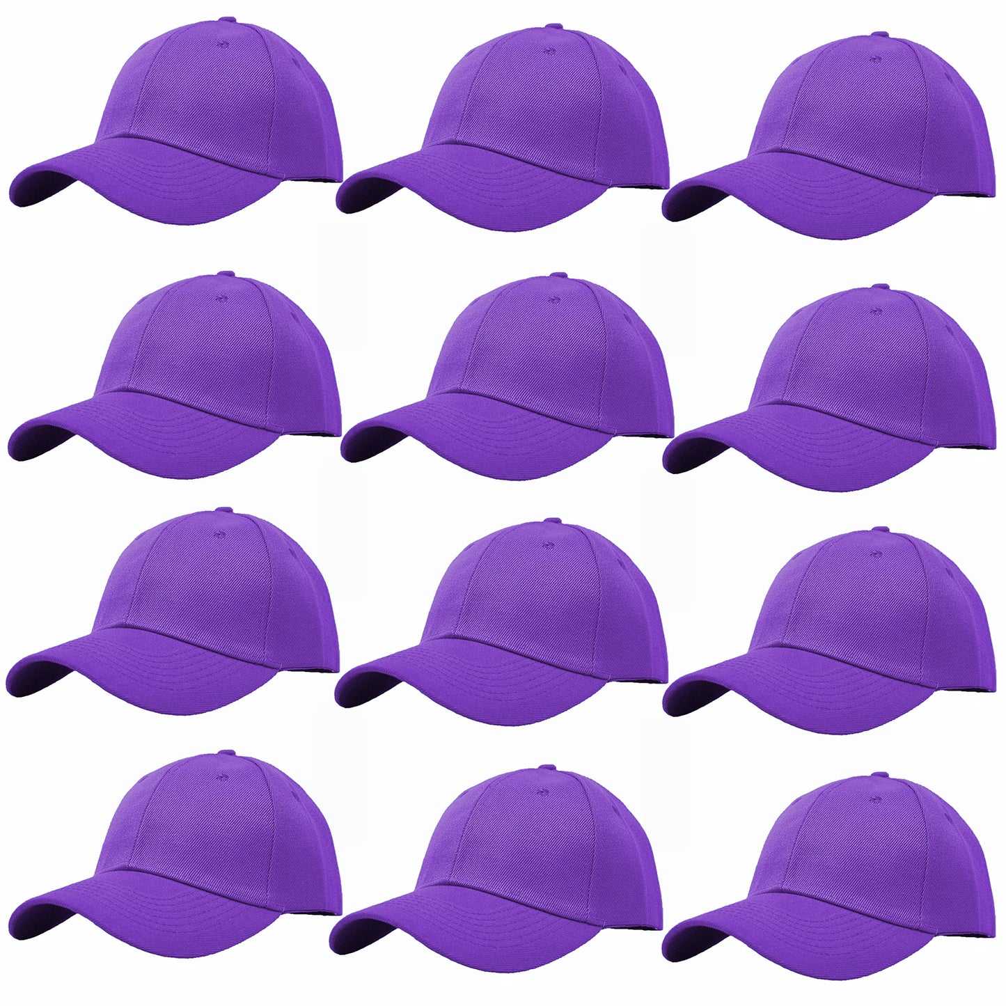 12-Pack Plain Baseball Cap Adjustable Solid Blank Curved Sun Visor Hat