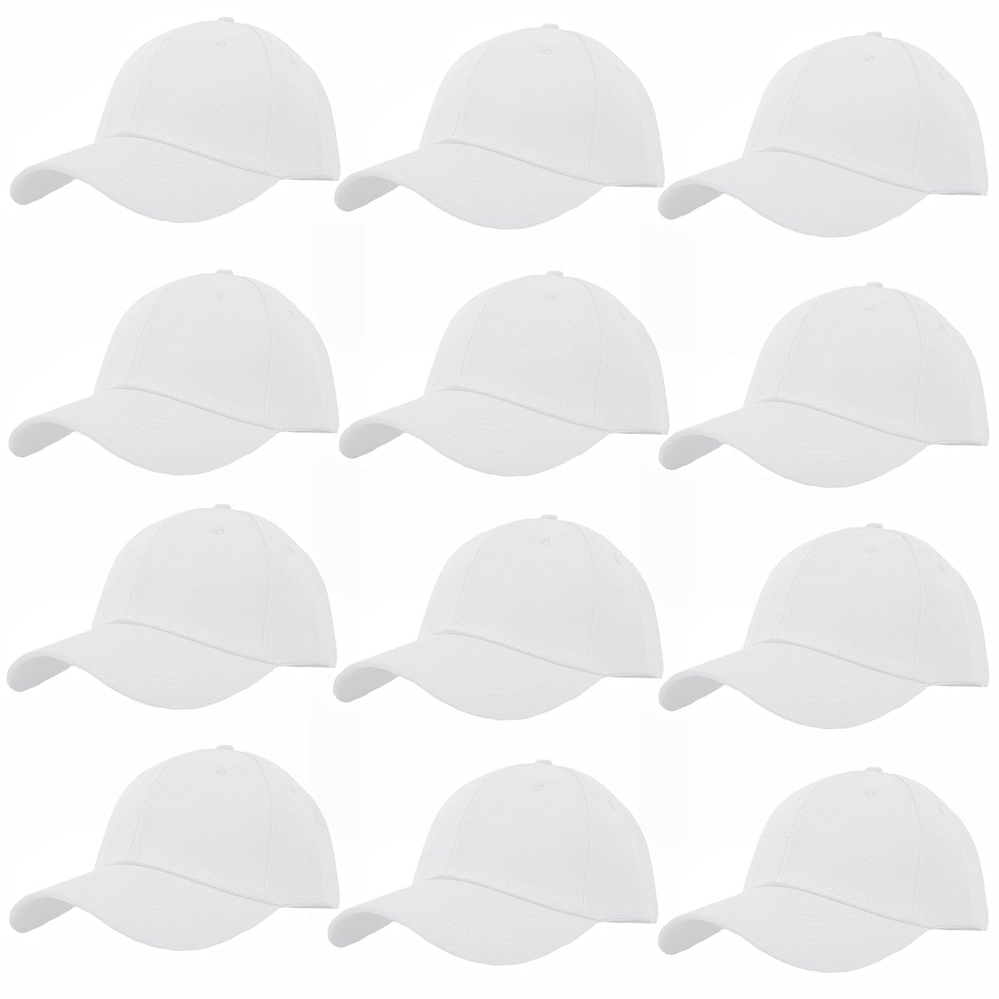 12-Pack Plain Baseball Cap Adjustable Solid Blank Curved Sun Visor Hat