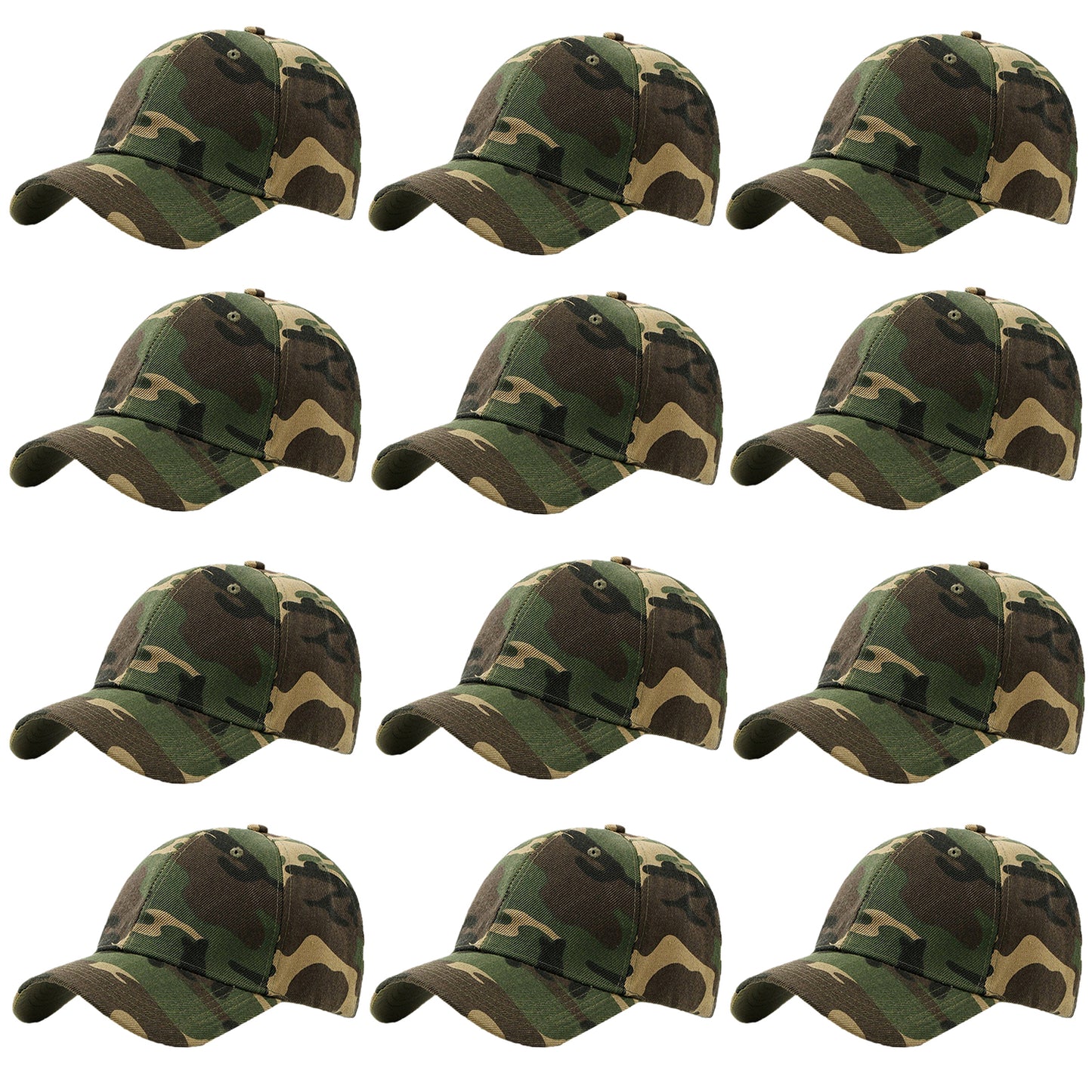 12-Pack Plain Baseball Cap Adjustable Solid Blank Curved Sun Visor Hat