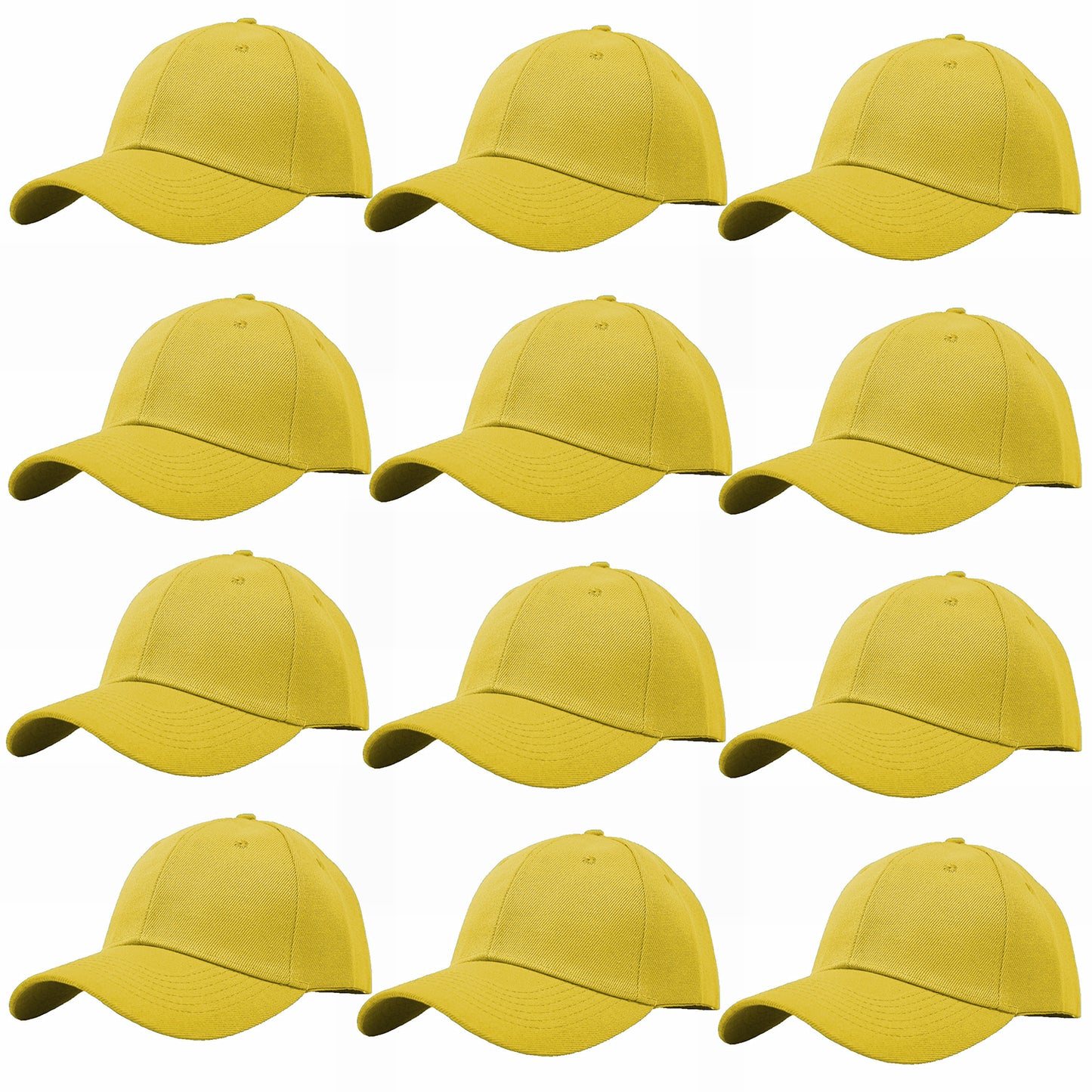 12-Pack Plain Baseball Cap Adjustable Solid Blank Curved Sun Visor Hat