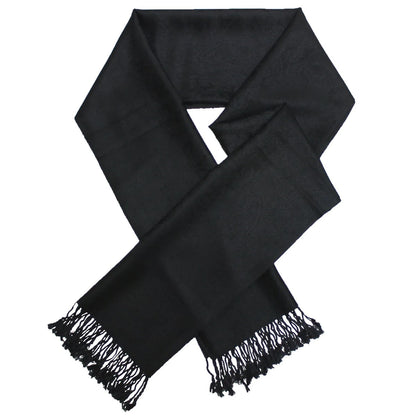 Women's Soft Silky 2 Tones Paisley Jacquard Pashmina Shawl Wrap Scarf