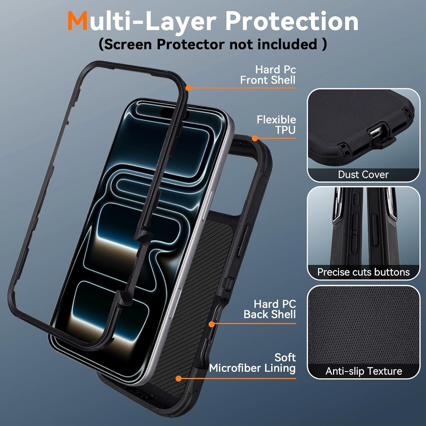 Heavy Duty Shockproof Holster Case For Apple iPhone 17 17e Air 16e 16 15 Plus 14 13 12 Pro Max Cover with Belt Clip