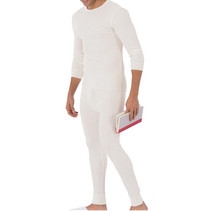 Men's Winter Waffle Knit Thermal Ultra Soft Long Johns 100% Cotton Underwear Set