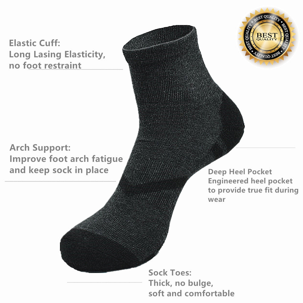 Men's Athletic Premium Cotton Cushioned Plain Ankle Crew Socks Size 9-13