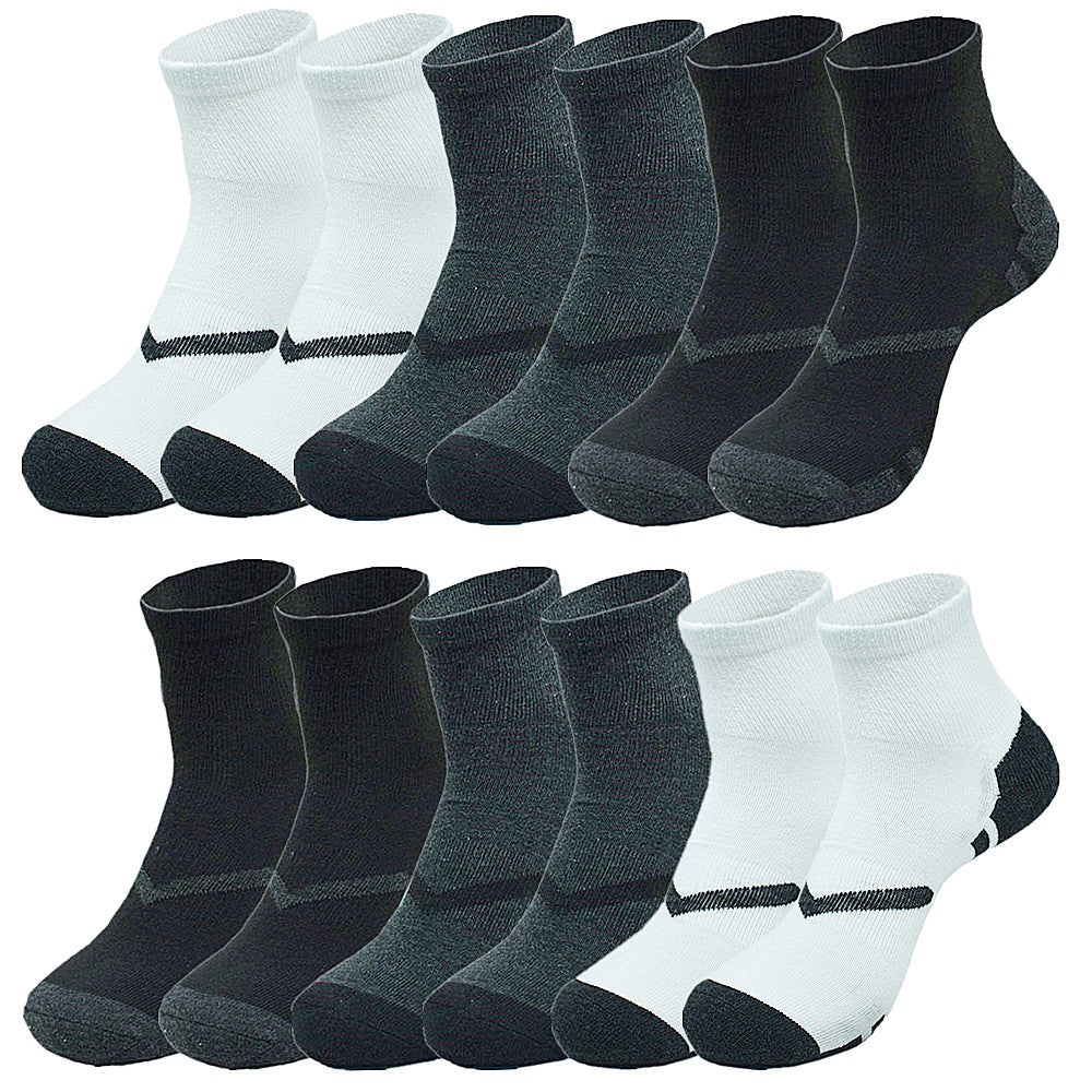 Men's Athletic Premium Cotton Cushioned Plain Ankle Crew Socks