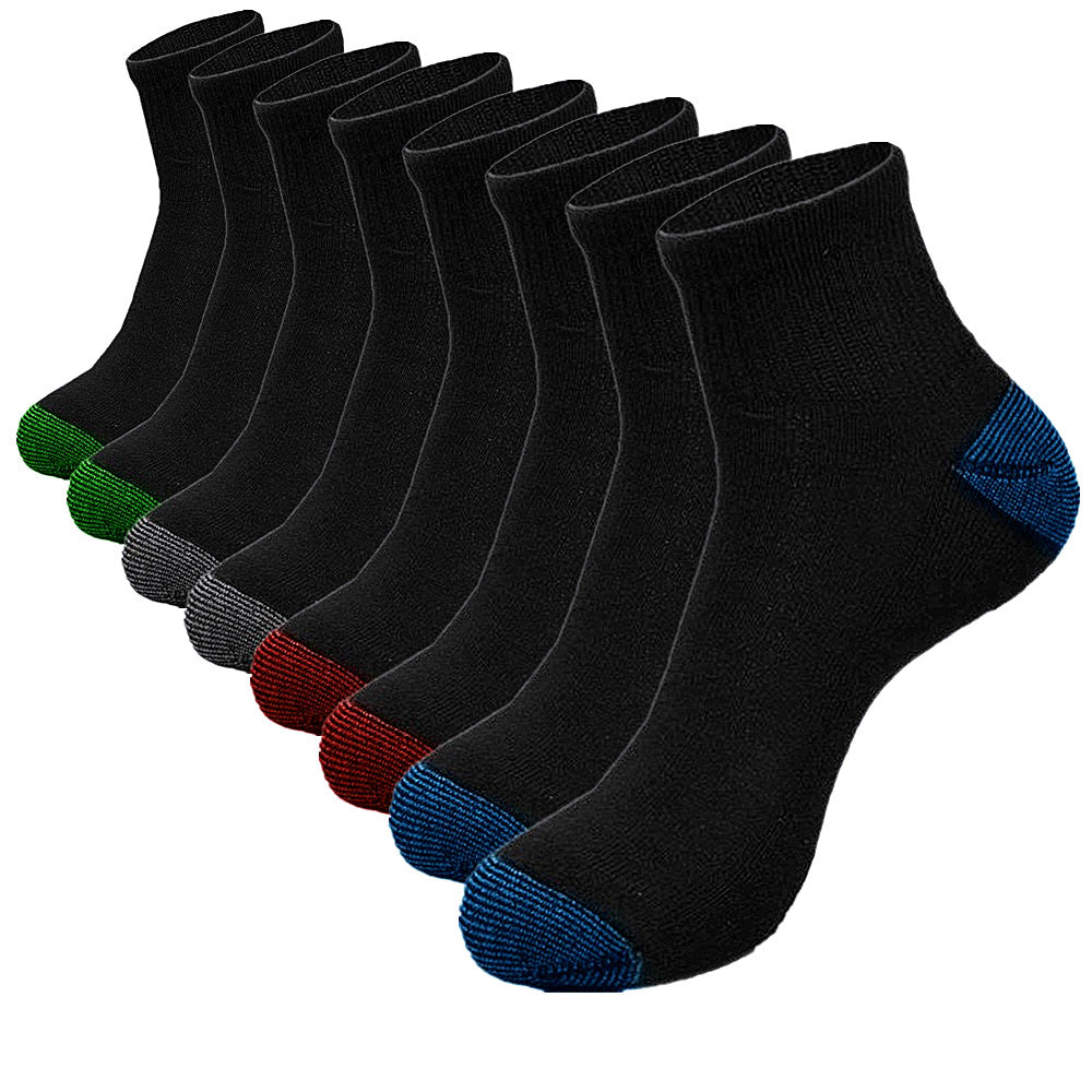 Men's Athletic Premium Cotton Cushioned 2-Tone Ankle Crew Socks Size 9-13