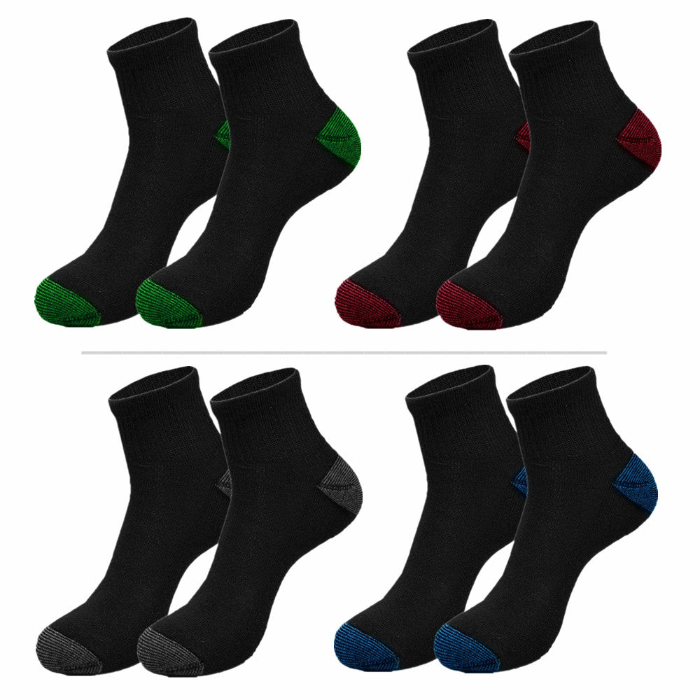 Men's Athletic Premium Cotton Cushioned 2-Tone Ankle Crew Socks Size 9-13
