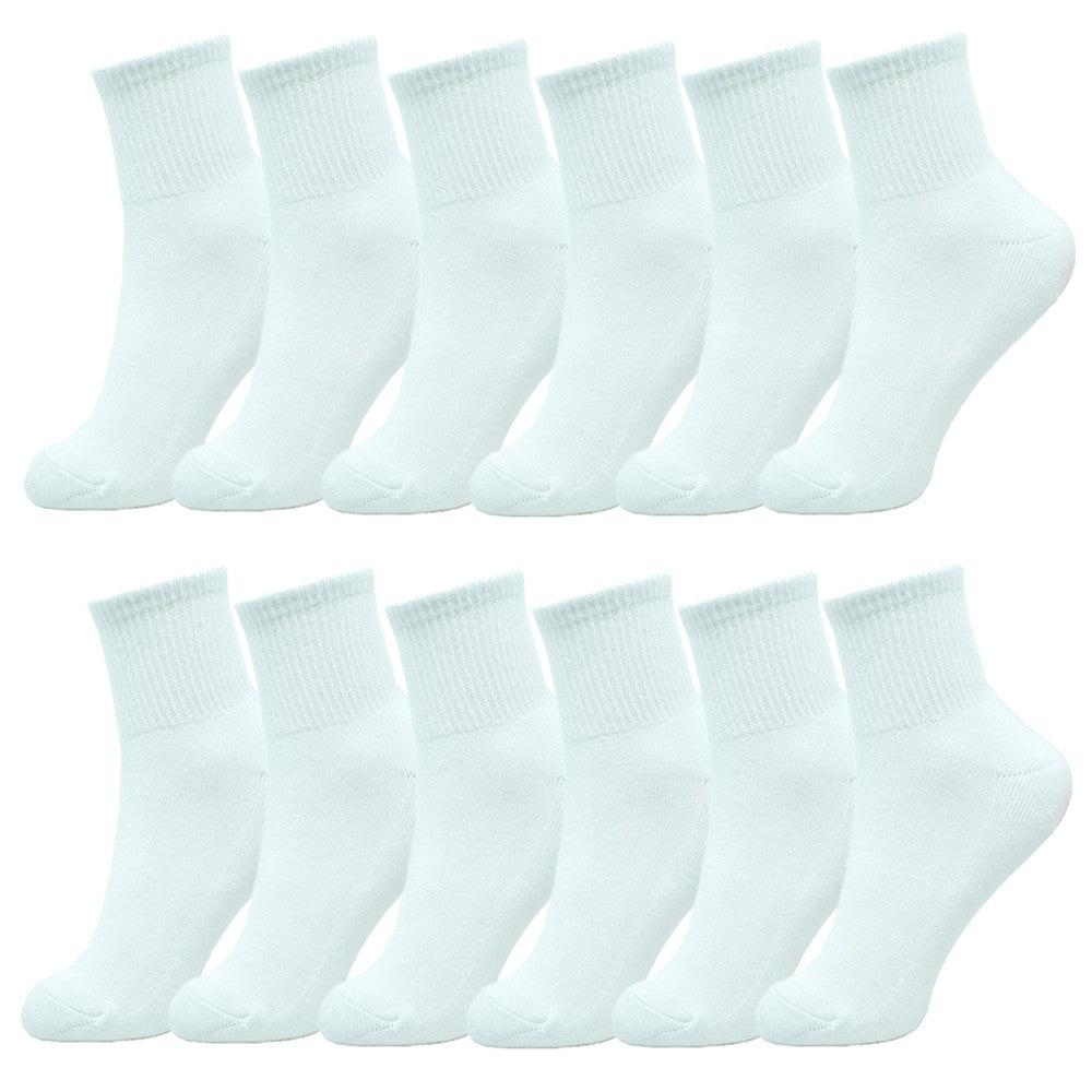 Women's High Quality Cotton Cushioned White Ankle Crew Socks Size 9-11