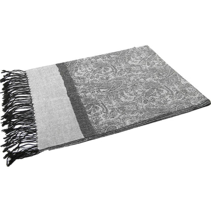 Women's Soft Silky 2 Tones Paisley Jacquard Pashmina Shawl Wrap Scarf