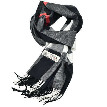 Unisex Winter Striped Checked Plaid Scarves Cashmere Feel Soft Luxurious Scarf