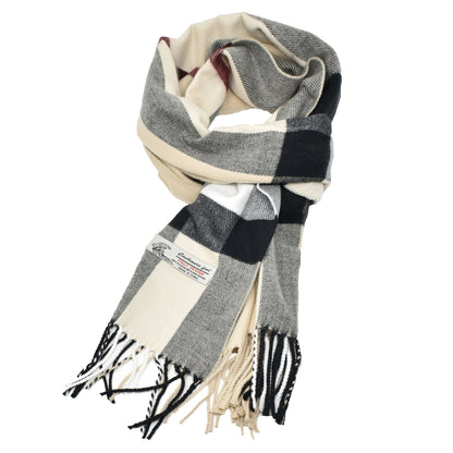 Unisex Winter Striped Checked Plaid Scarves Cashmere Feel Soft Luxurious Scarf