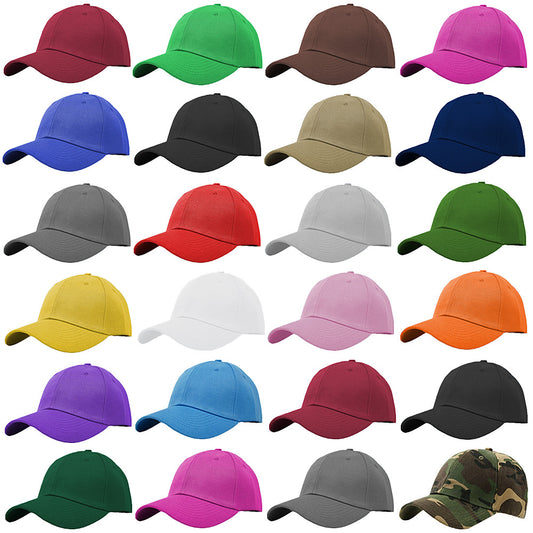 Unisex Plain Solid Baseball Cap Blank Curved Sun Visor Army Ball Hat