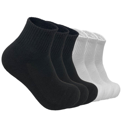 Men's 6 Pairs Cotton Solid Athletic Ankle Quarter Socks with Cushioning Size 9-13