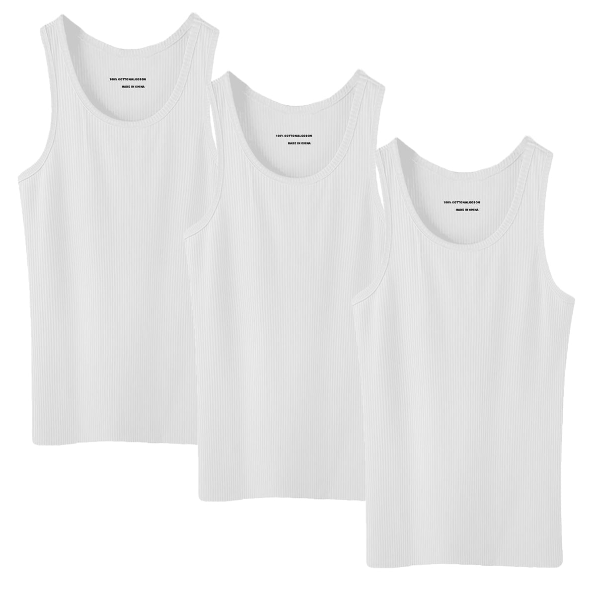 Mens 100% Cotton Tank Top A-Shirt Wife Beater Undershirt Ribbed Black and  White 6 Pack