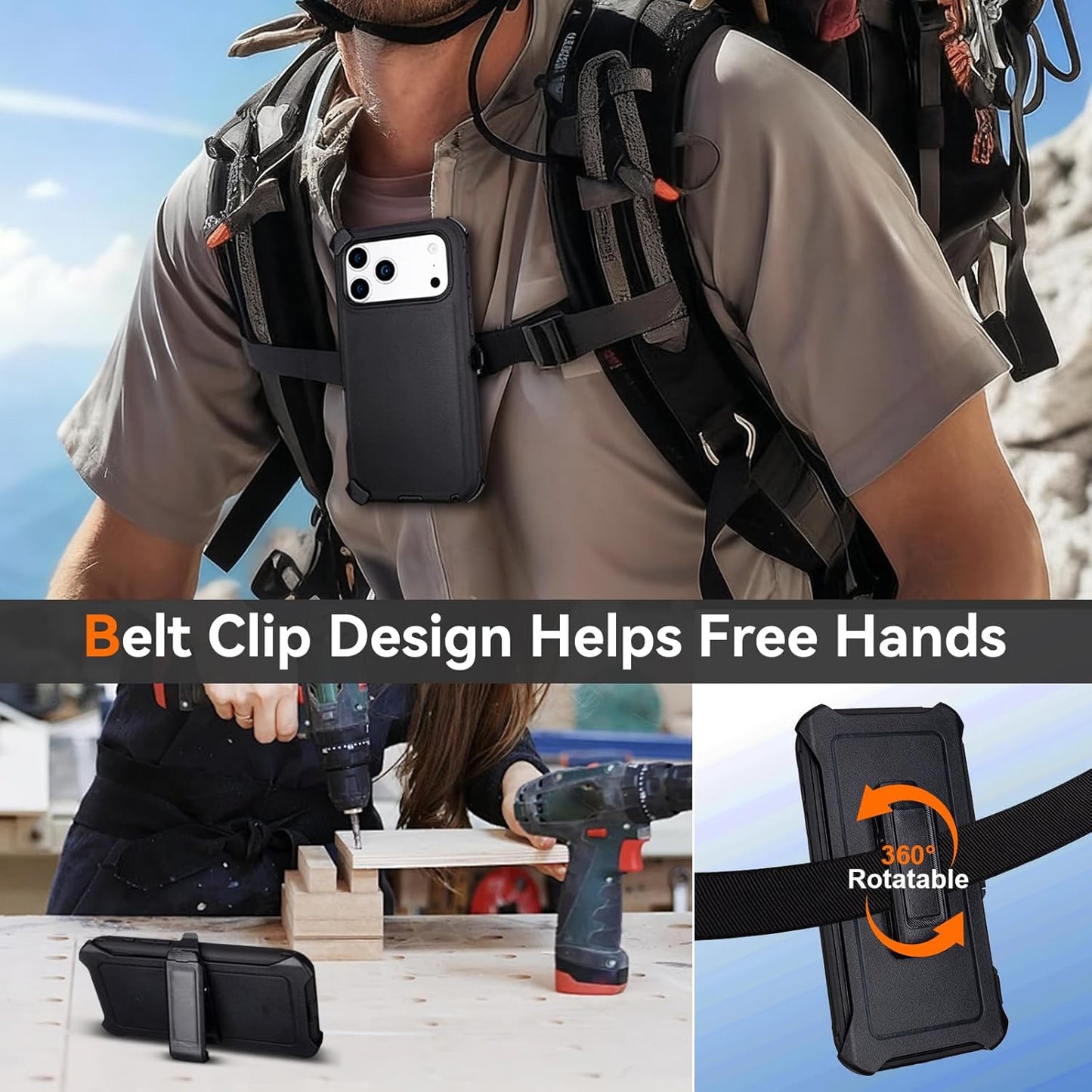 Heavy Duty Shockproof Holster Case For Apple iPhone 17 17e Air 16e 16 15 Plus 14 13 12 Pro Max Cover with Belt Clip