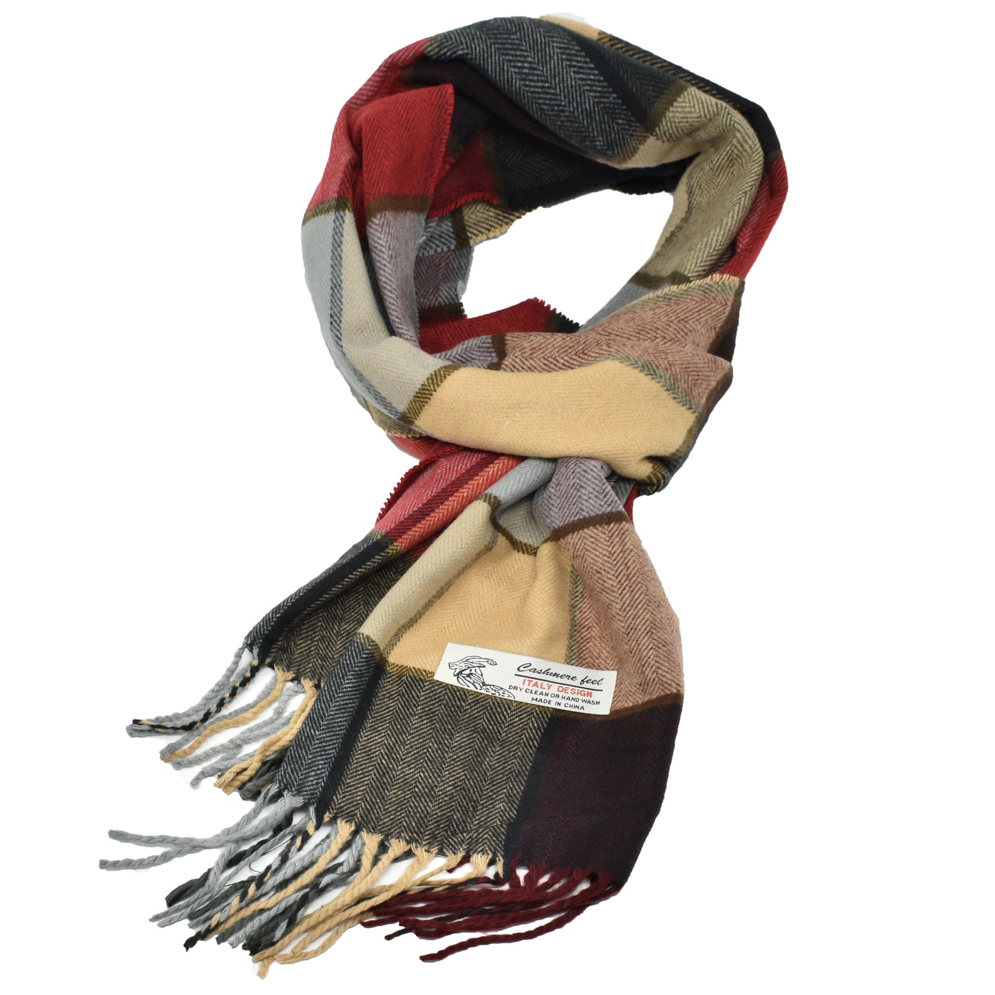 Unisex Winter Striped Checked Plaid Scarves Cashmere Feel Soft Luxurious Scarf